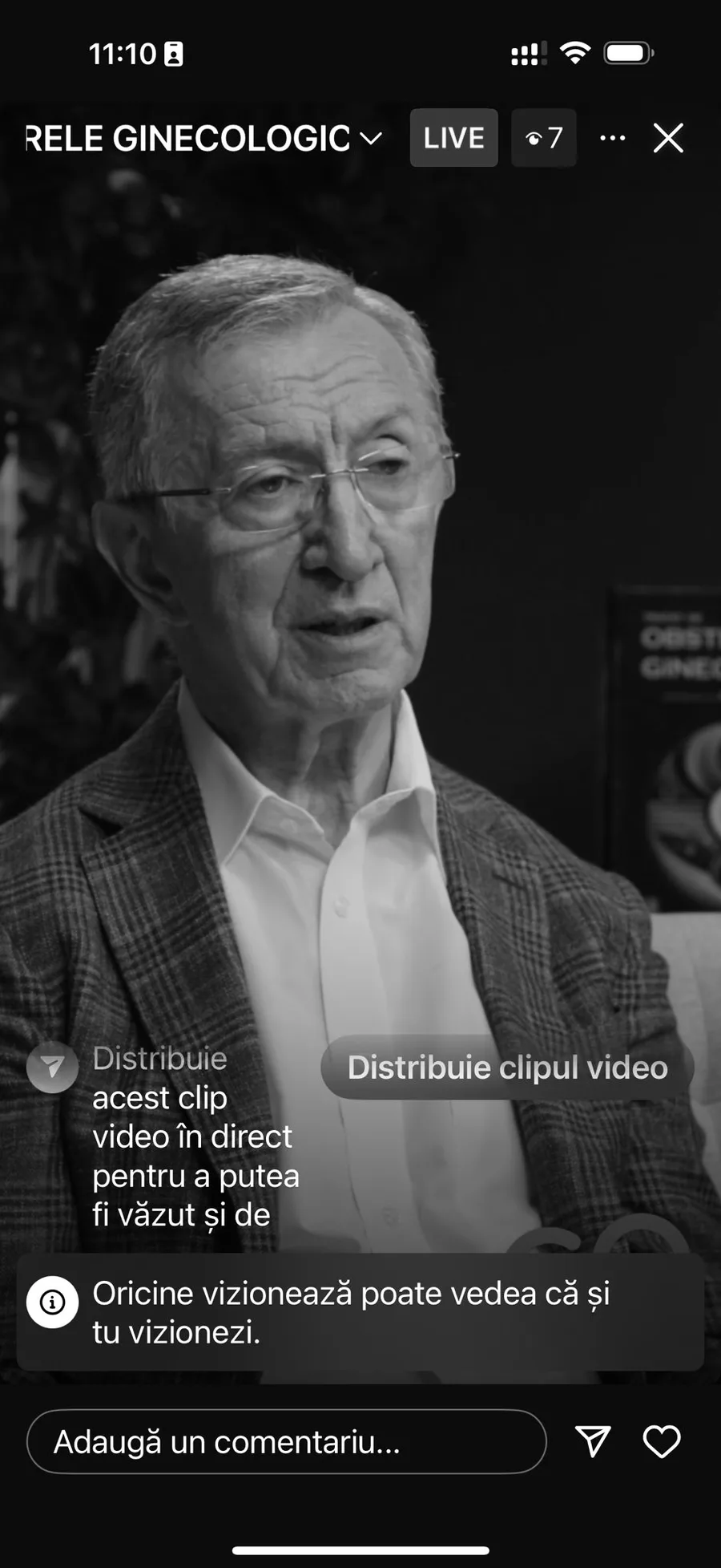 Transmisiune live pentru social media cu comentarii în timp real